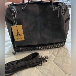 New studded bag withrusted gray color, comes with two straps